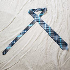 Mens Necktie - Aqua/Grey/White Plaid
